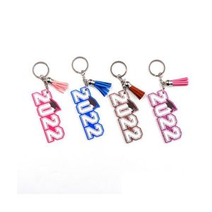 2022 Graduation Acrylic Keychain Tassel Letter Pendant Keychains Car Bag Decoration Key Ring Drop Delivery