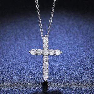 Hochwertige Fabrik Heißer Verkauf Geometrie VVS Moissanit Diamant Kreuz Anhänger Halskette Frauen 925 Sterling Silber Hiphop Kreuz Anhänger für Männer Schmuck Geschenk