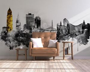 Wallpapers CJSIR personalizado arte cidade arquitetura mural papel de parede 3d quarto sala de estar tv sofá fundo adesivos de parede decoração de casa