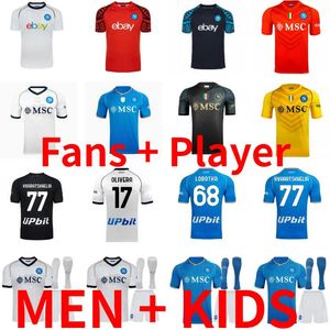 23 24 Maglie Napoli Soccer Jerseys Fans Player Player Shirt قميص كرة القدم 2023 2024 Osimhen Koulibaly Lozano Camiseta de Futbol Maillot Elmas Fabian Men Kids