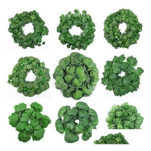 18 Styles Artificial Simation Druves Vine Plastic Party Accessories Raisins Leaf Rattan inomhus takdekor druvblad släpp leverans