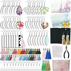 Necklace Earrings Set Sublimation Blanks Products Heat Transfer Earring Pendant With Hooks Cardboard Tassels For DIY Craft
