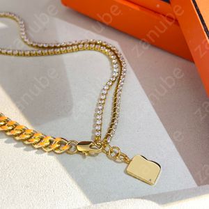 Mens Gold Initial Pendent Halsband Designer smycken för kvinnliga damer Luxury Diamonds Orange Chain Necklace Rock Party Gift 925 Silver New-7
