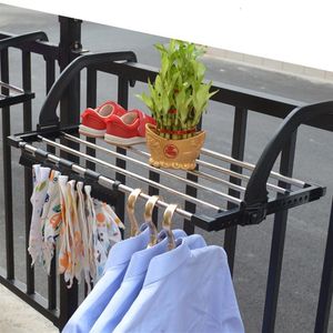 Hangers Racks Stainless Steel Drying Shoe Rack Folding Towel Window Laundry Balcony Clothes Diaper Dryer Storage 230912