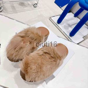 Slippers Slippers High End Autumn Round Head Sheep Fur Integrated Thick Bottom Baotou Half Mop With One Foot Pedaling Lazy And Winter 2022 De x0913