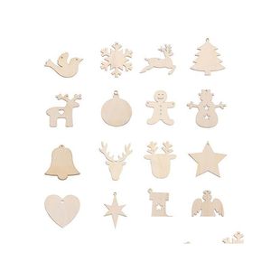 19 Styles Wooden Christmas Tree Pendant Decoration Accessories Elk Christm As Trees Snowflake For Christma Creative Pendants Hand-Painted Dr