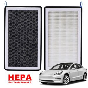 Dla Tesli Model 3 Model Y HEPA Filtr węglowego filtra węglowego Auto Automatyczne filtra filtra Zestaw zastępczy filtrów powietrznych