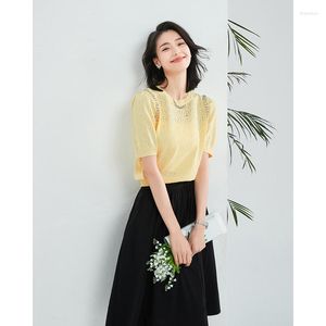 Casual Dresses Diamond Embellished Round Neck Hollowed Out Knit Shirt Summer Women's Light Luxury Fashion Show Thin Base Temperament Ice