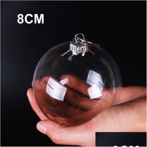 Christmas Decorations Decoration Baubles Hanging Clear Glass Bauble 8Cm Fillable Hollow Ball With Cap For Diy Ornaments Party Craft Sp Dhhqn