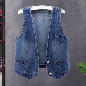 Gilet da donna Gilet di jeans da donna Giacca autunnale da donna a maniche lunghe Donna di ispirazione vintage Vestibilità ampia con doppio bottone per Hop Streetwear