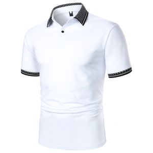 Men's Polos Men Polo Shirt Short Sleeve Solid Color Fashion Casual Top Summer in Urban Business Lapel Rib 230912