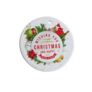 Christmas Decorations Blanks Sublimation Ceramic Ornament Tile Pendant Hanging Decoration 3 Inch Ornaments Personalized Handmade For T Dhubw