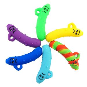 Colorful Silicone Pipes Banana Cucumber Monster Design Style Metal Filter Porous Screen Bowl Portable Herb Tobacco Cigarette Holder Smoking Handpipes