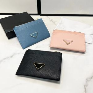 Mini carteiras designer mulher bolsas de moedas com fecho de zíper e vários slots de cartão moda couro homem titular do cartão clipe com caixa