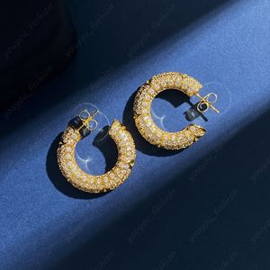 Womens Designer Earrings Hoop Earring For Women Diamonds Flowers Studs 18K Gold Plated Stud Girls Valentine's Party Wedding Jewelry New -7