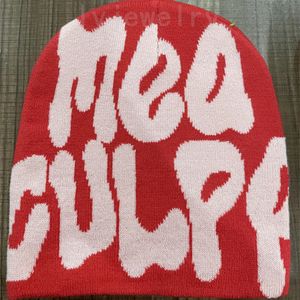 Designer skull caps mea culpas knitted beanies for women men couple ins fashion bonnet wool lady pink black green luxury hats simple pj090