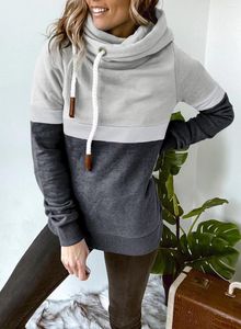 Kvinnors hoodies hoodie 2023 Autumn/Winter Solid Color Combination Casual High Neck Hooded Lous Round Troeat For Women