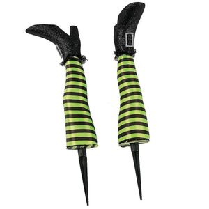 Other Event Party Supplies 2PCS Halloween Evil Witch Legs Decoration Upside Down Wicked Wizard Feet With Boot Stake Yard Lawn Garden Halloween Decor Props 230912