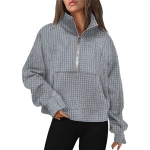 Sudaderas con capucha para mujer, sudaderas extragrandes con media cremallera, jersey de lana de manga larga, suéteres casuales con capucha de chaleco para mujer