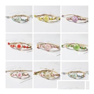 11 Styles Immortalized Flower Charm Bracelet Fashion Time Gem Glass Pendant Bracelets For Women Love Gift Party Jewelry Decoration Drop Deli