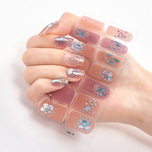 Full Wrap Nail Stickers Nail Polish Strips Gradient Stickers Glitter Self Adhesive DIY Art Decals Strips for Holiday Nail Decor