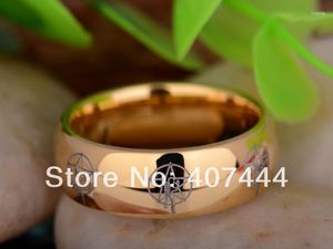 Eheringe YGK JEWELRY S 8 mm Golden Dome StarMen Supernature Herren-Wolframkarbid-Ring