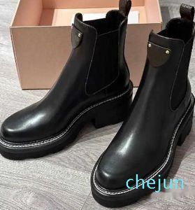 Boots Women Martin Black Calf Leather Lady Booties Party Wedding Cool Knight Chelsea Boot