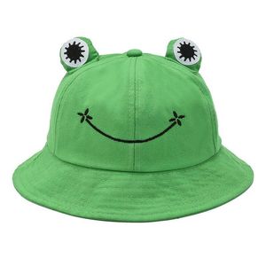 Cute Frog Bucket Hats women Summer Outdoor Sun Fishing Cap Cotton Wild Panama Hat