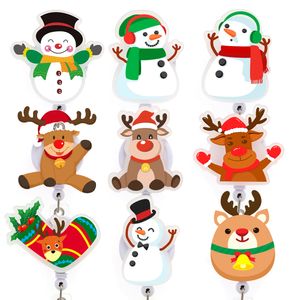 10st/Lot Julsemester Akryl Badge Reel Snowman Deer Shape Student Doctor Sjuksköterska Badge Holder Reel för sjukhuskontorsleverantör