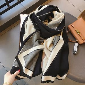 Double sided imitation cashmere scarf designed for women fashion warm bib large imitation wool shawl female 190-70cm