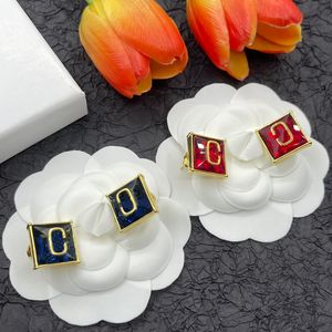 hip hop colorful gemstone ear studs luxury designer mens bling iced out diamond earrings black gem ruby CHD23091312 capsmens