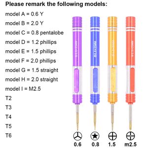 0,6y 2,0y 0,8 Pentalobe 1.2 1,5 2,0 Phillips slitsade T2 T3 T4 T5 T6 M 2,5 Metallhandtag S2 Skruvmejsel 100 st