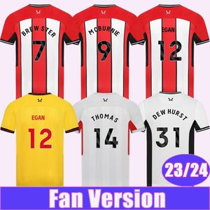 23 24 Jersey de futebol de Sheffield Mens Uniteds Baldock Fleck Brewster McBurnie Egan Ahmedhodzic Coulibaly Robinson Osula em casa