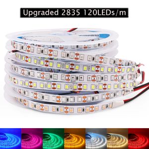 12V 2835 LED 스트립 라이트 테이프 고등 밝기 120LED/M 유연한 LED 리본 화이트/따뜻한 흰색/블루/옐로우/핑크/얼음 청색/황금