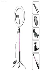 Selfie Monopods 10inch 26CM Dimmable LED Studio Camera Ring Light Po Phone Video Light Lamp With Tripods Selfie Stick Ring Light Phone Holder7031688 L230913