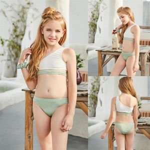 Verão bebê menina conjunto de biquíni maiô meninas férias bonito sólido duas peças maiô # g one-pieces278v