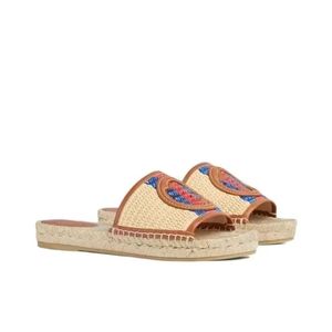 Interlocking G Canvas Embroidered Espadrilles Slippers Slide Shoes Summer Slip Platform Sandals Women Casual Beach Flats 02