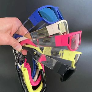 Hochwertige Sonnenbrille, Glaskette, Designer, 1:1, Hip-Hop, Strandparty, unregelmäßige Passform, Rahmen, Spiegel, Beinbandmuster, personalisierte Mode für Männer und Frauen