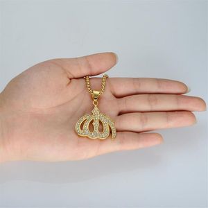 Блестящий CZ исламский кулон ожерелье женский из нержавеющей стали мусульманское колье для мужчин женщин религиозные ювелирные изделия Подарочные ожерелья s318b