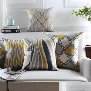 Cushion/Decorative Pillow Scandinavian Style Cushion Er Home Decor Geometric Decorative Ers Zebra Throw Pillows Cases Yellow Grey Pill Dh5Br