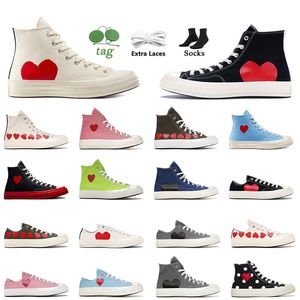 Fashion Womens Mens 1970S Designer Canvas Shoes High Top Vintage Commes Des Garcons X 1970s All Star Classics Chucks 70 Taylors Low Multi-Heart Flats Skating Sneakers