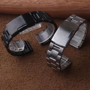 Stainless Steel Strap watch band 18mm 20mm 22mm solid link bracelet Watchband for Smart Watch metal wrist belt matte Black 258l