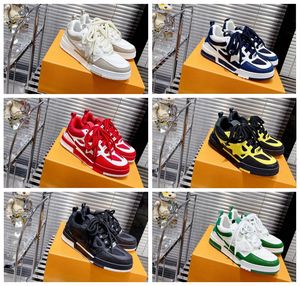 Skate Sneaker 2023 Virgil Freizeitschuhe Luxurys Kalbsleder Abloh Schwarz Weiß Grün Rot Blau Streifen Gummisohle Stretch Baumwolle Low Top Damen Sneakers