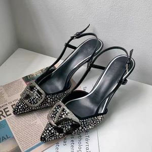 V-cle-cle-crinestone sukienki buty slingbacks kobiety spiczaste palce sandały wysokie obcasy lato