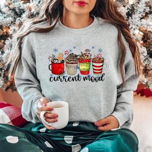 女性のパーカー面白いクリスマスコーヒーのスウィースターレトロシャツ愛好