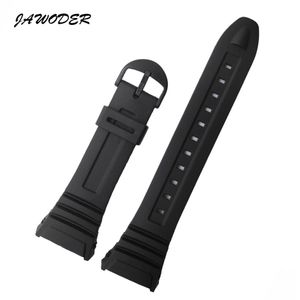 JAWODER Watchband 28mm Black Silicone Rubber Watch Band Strap Pin Buckle Replace Electronic for Casio W-96h Sports Watch Straps181F