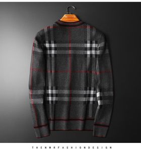 Men's sweaters mens knitted shirt round neck classic plaid sweate autumn tops knits