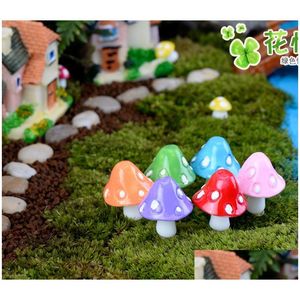 Arts et artisanat 20pcs champignons miniatures fées figurines nains de jardin décoration jardin ornements résine artisanat micro paysage goutte de Dhpf0