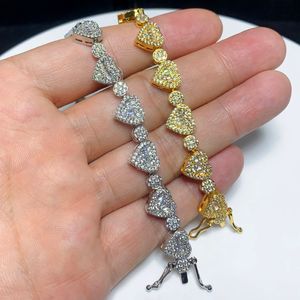 Bling Дизайнер Мини-Сердце Любовь с Круглым Круглым Очарованием Браслет-Цепочка Элегантный Браслет Хип-Хоп Bling Женщины Проложенный Полный Цирконий Партии Подарок Оптовая Ювелирные Изделия