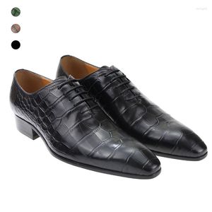 Dress Shoes Summer Wedding Men's Uniform Business Slip On Formal Breathable Lace Up Leather Crocodile Pattern Zapatos Hombre